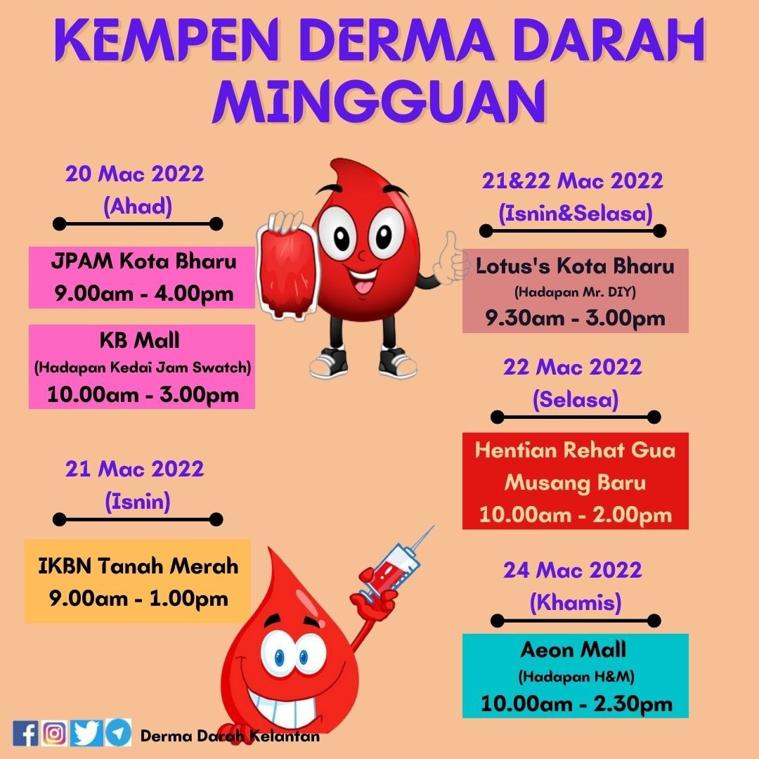 JADUAL KEMPEN DERMA DARAH BERGERAK DI KELANTAN  Laman Web MKN